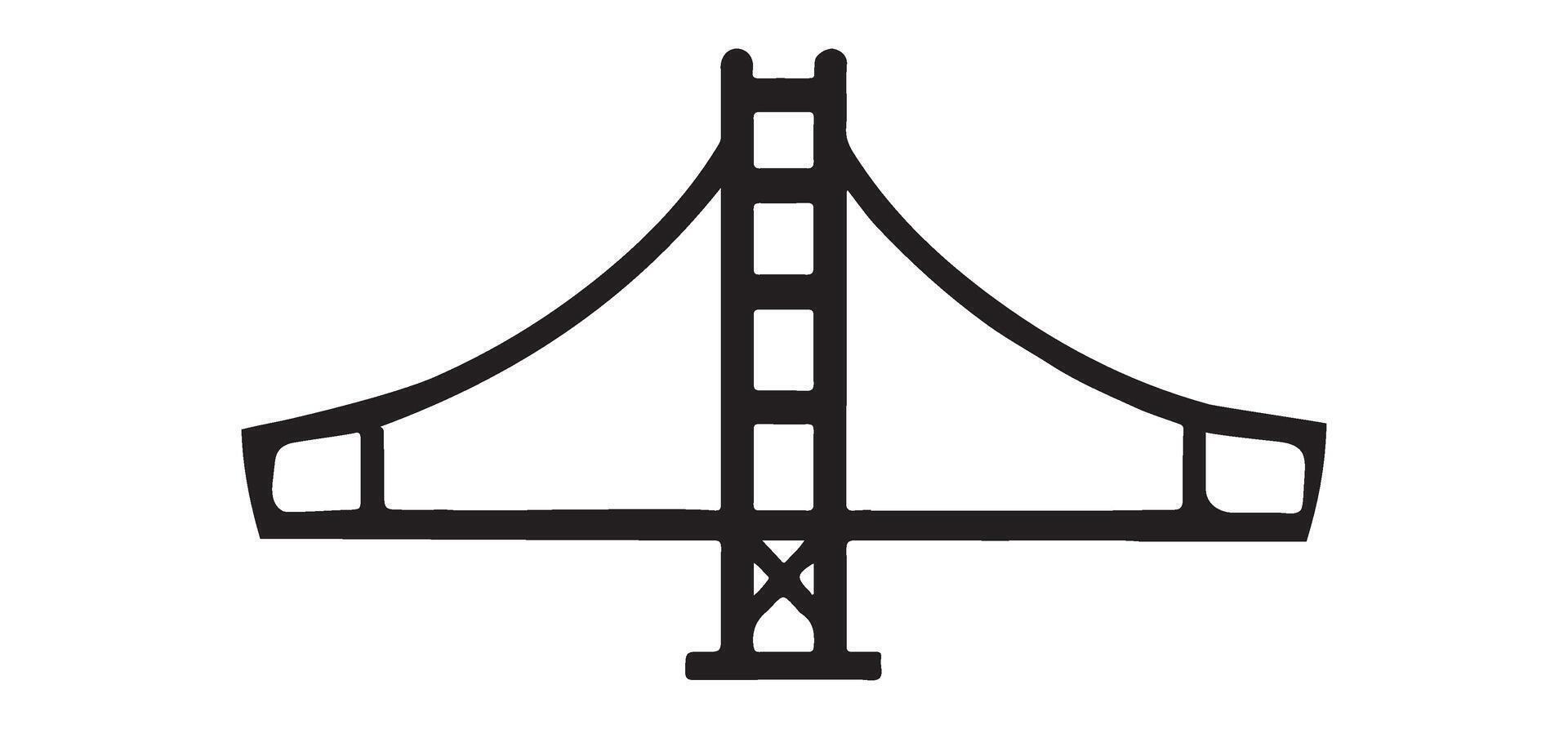 Silhouette illustration of Golden Gate Bridge simple outline drawing vector