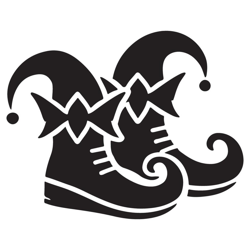 Whimsical Elf Shoes Silhouette Art for Holiday Design vector