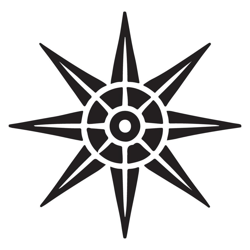 Compass Rose Silhouette Navigation Symbol Exploration Graphic vector