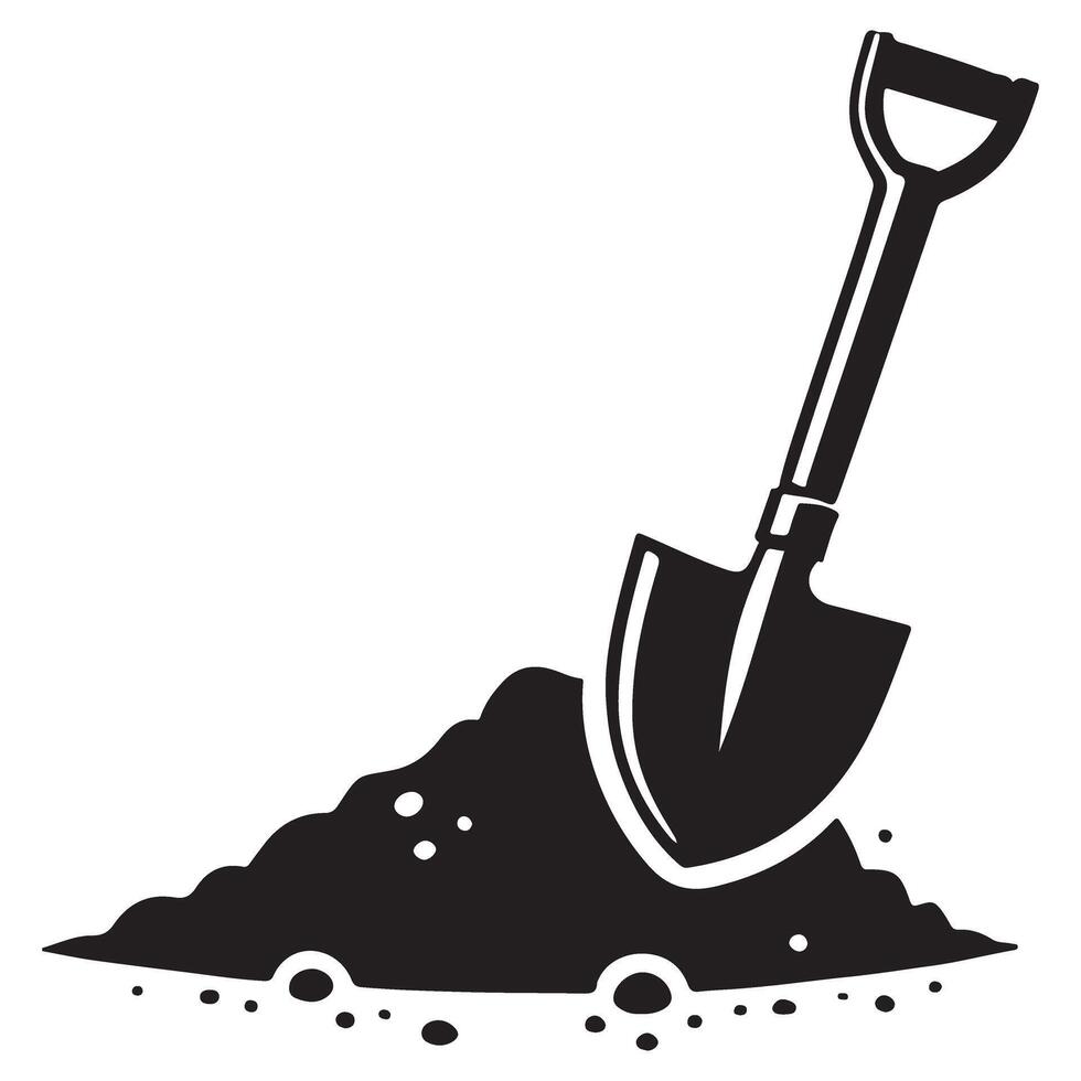 Shovel and Dirt Silhouette Gardening Tool Illustration vector