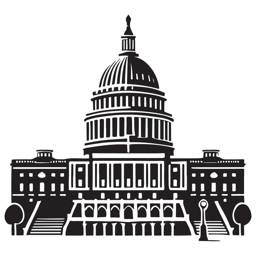 Us Capitol Building Silhouette Design For Politics vector