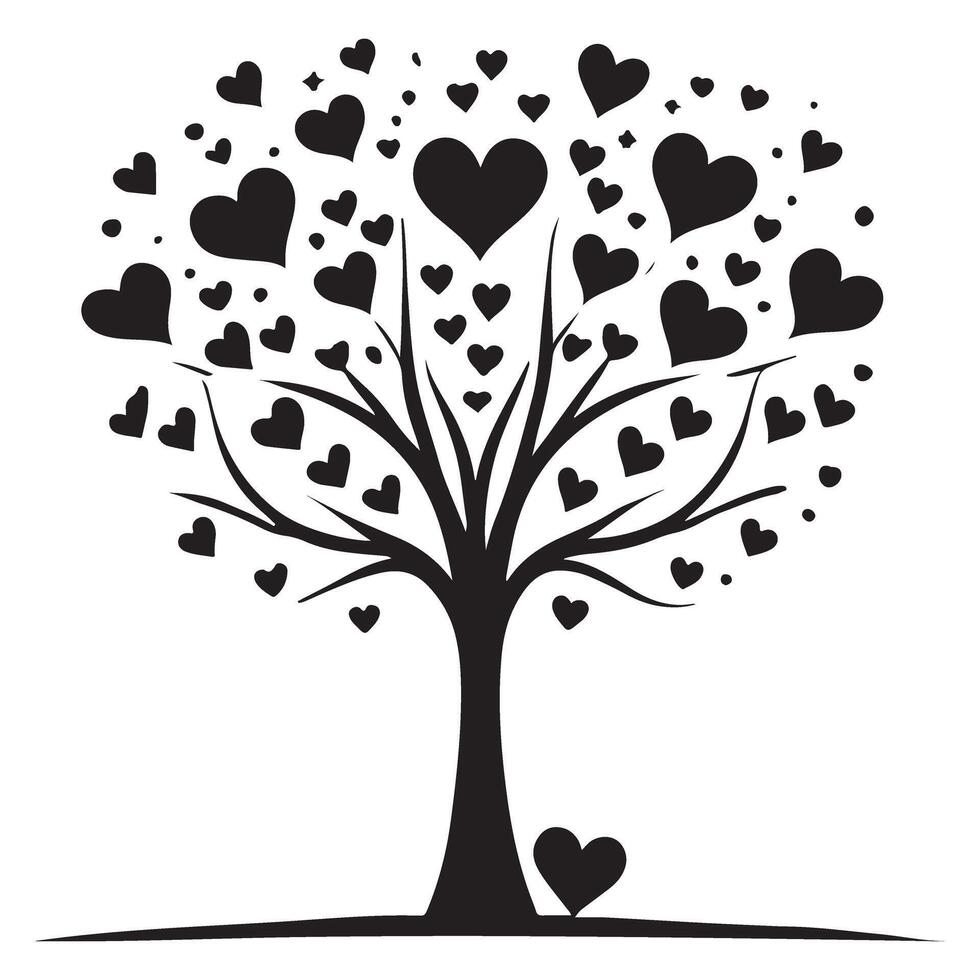 Tree of Hearts Silhouette for Love and Relationships vector