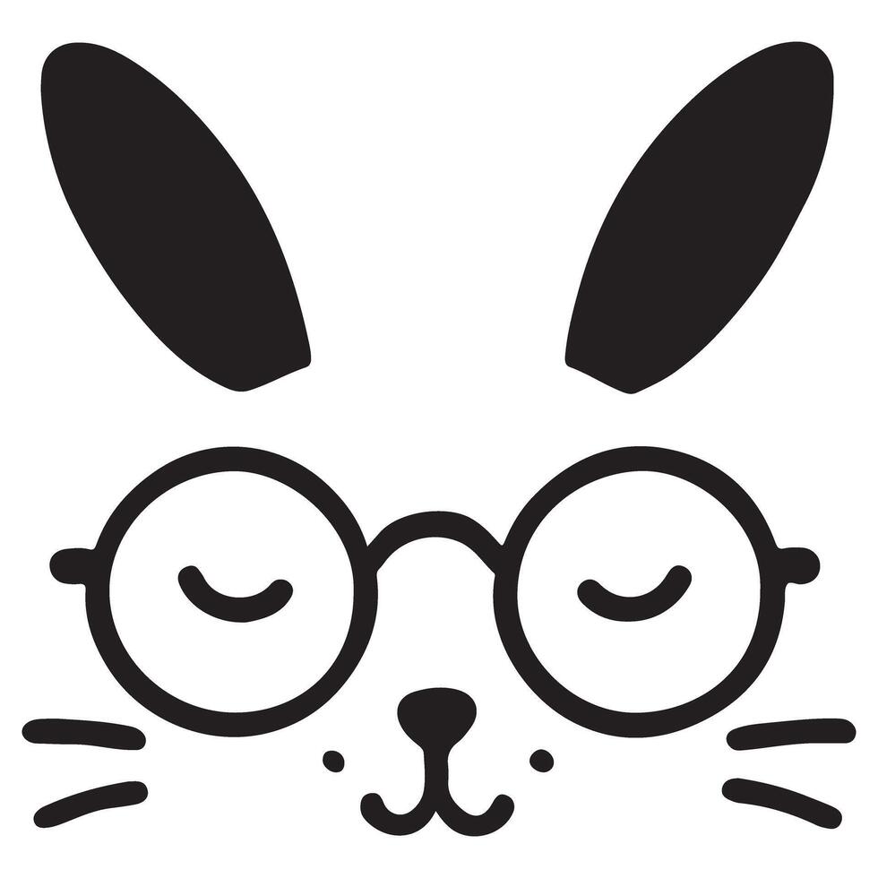 Sleeping Rabbit Face Silhouette Illustration Cute Cartoon Animal Design vector