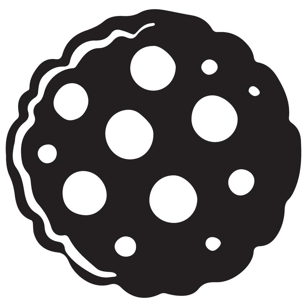 Delicious Chocolate Chip Cookie Silhouette Dessert Treat vector
