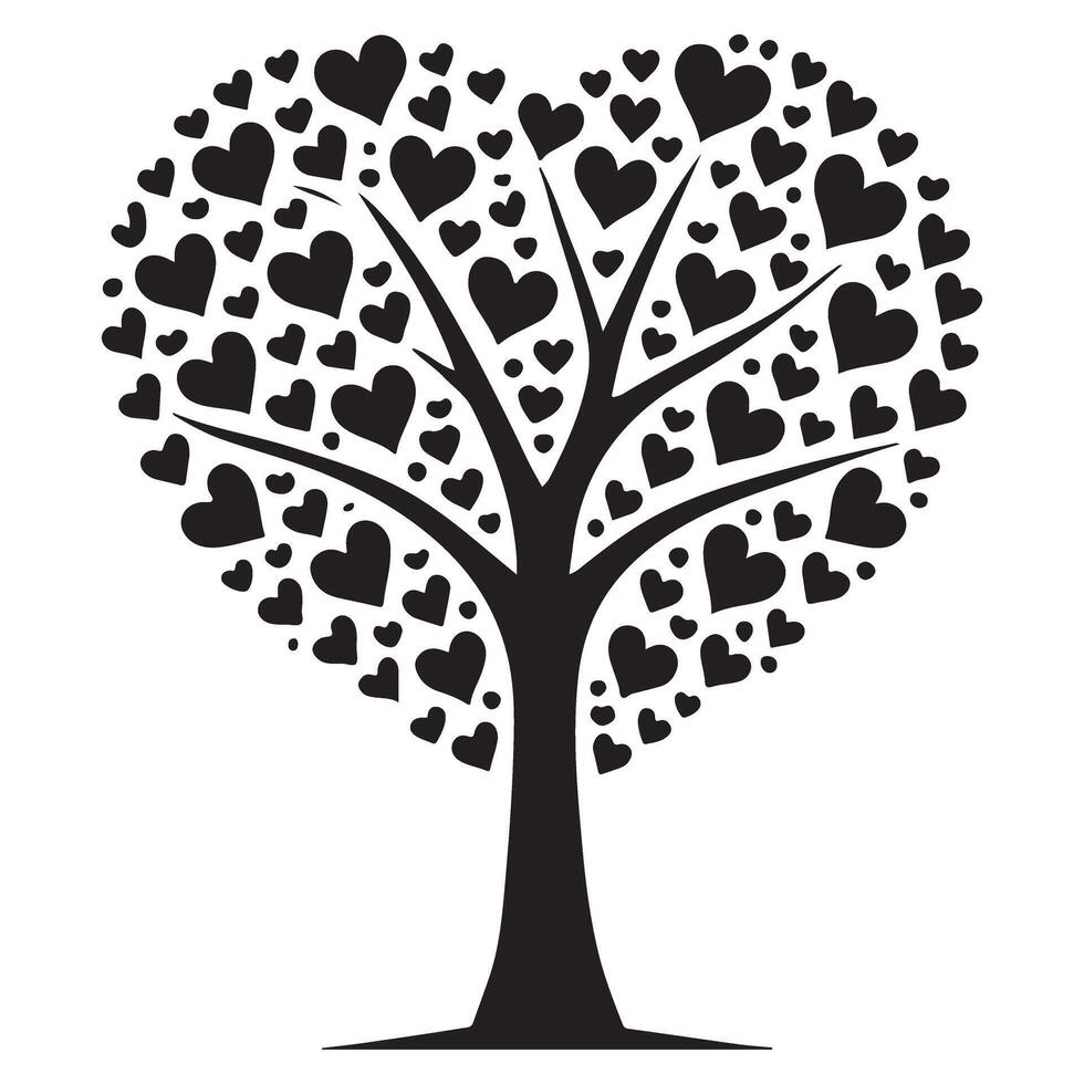 Heart Tree Silhouette Graphic Love Symbol Illustration vector