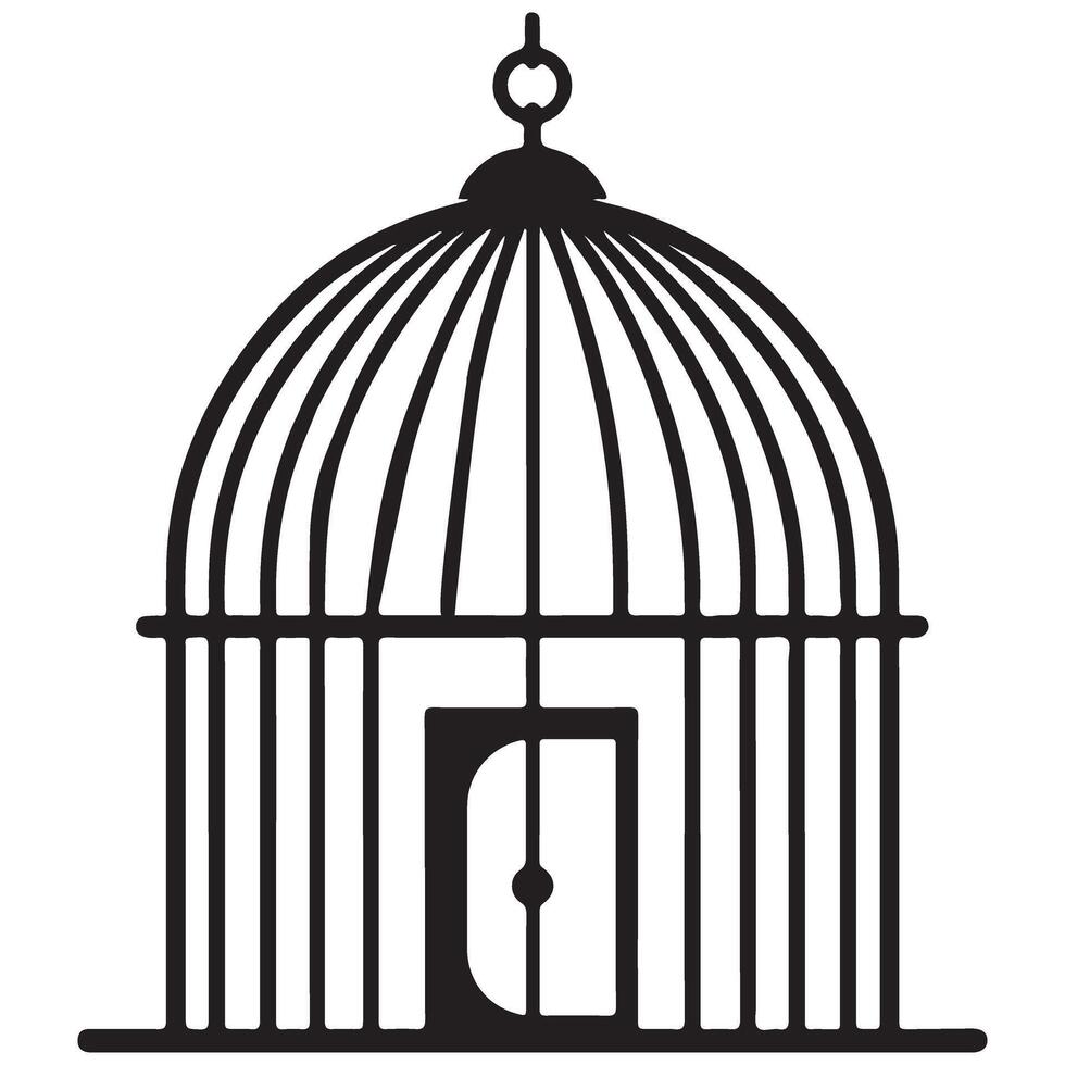Vintage Bird Cage Silhouette Illustration Decor Design Element vector