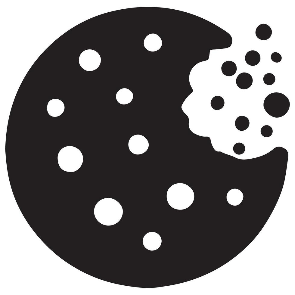Chocolate Chip Cookie Silhouette Illustration Dessert Icon vector