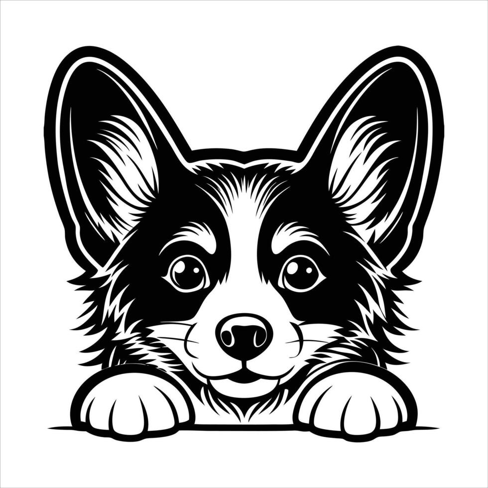 Cute Corgi Peeking Vecto vector