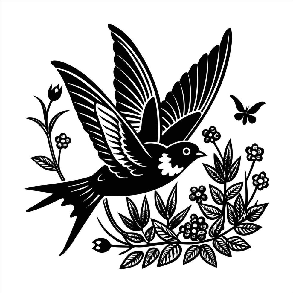 Swallows springgreen vecto vector