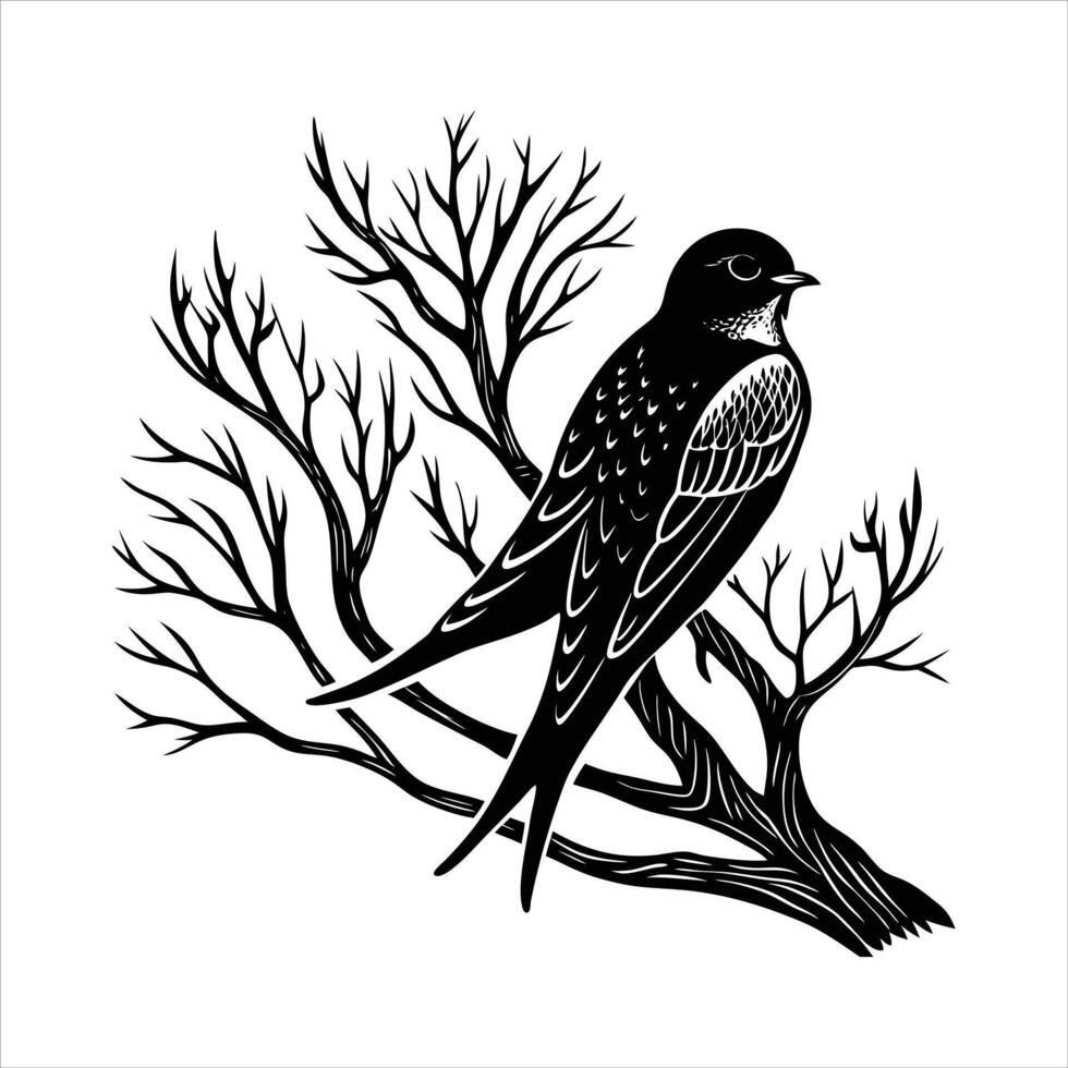 Barn Swallow On Branch svg vector