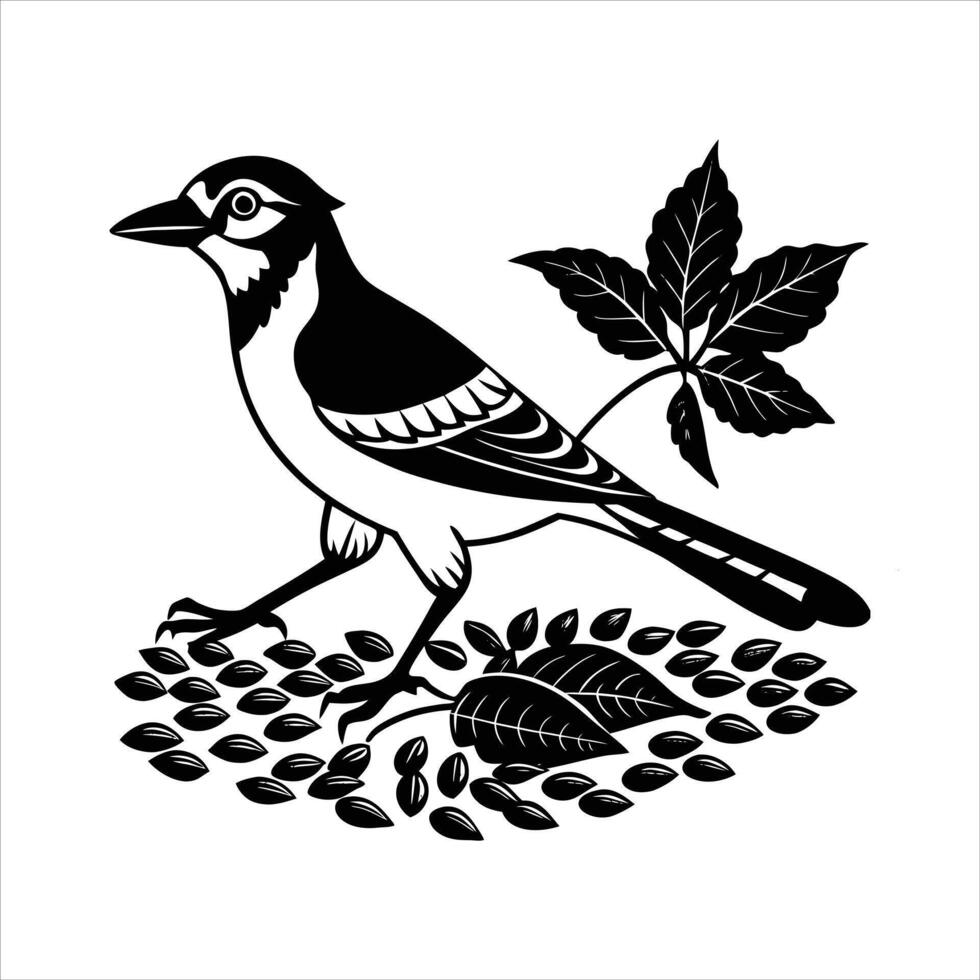 Hand drawn bird outline illustration vector