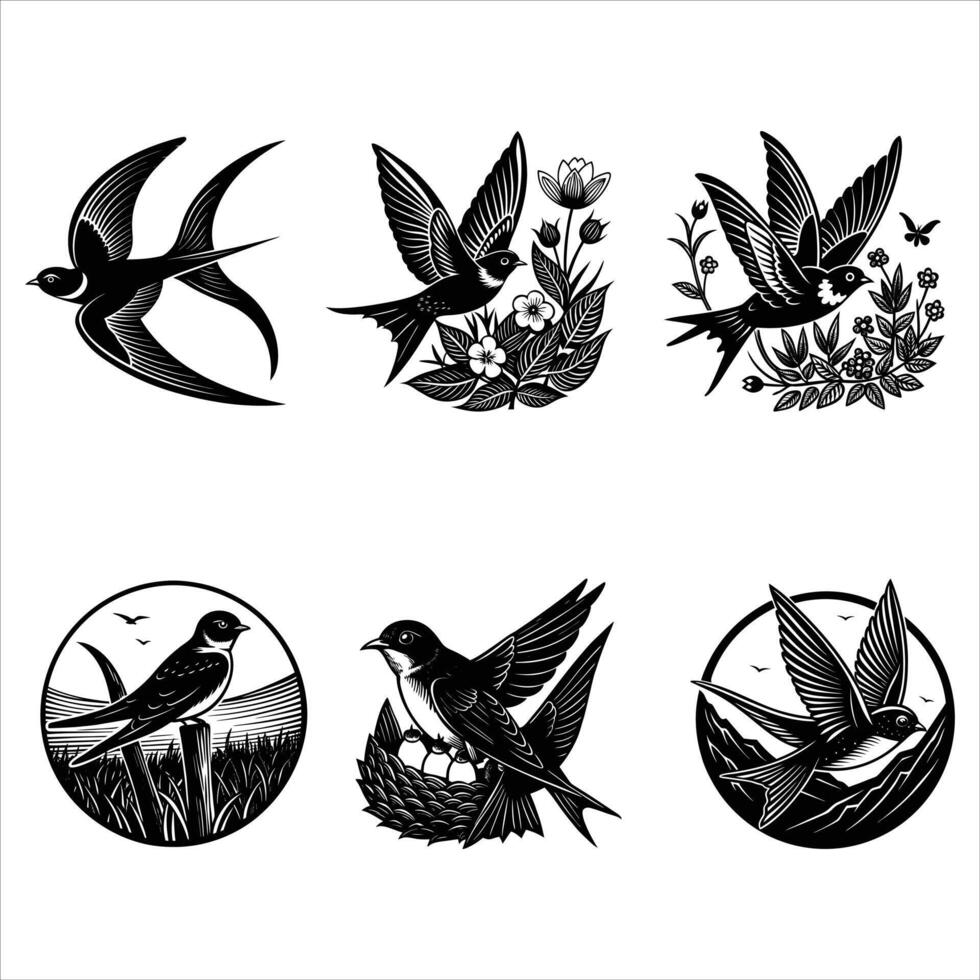 Swallow Birds Flying in the sky vector
