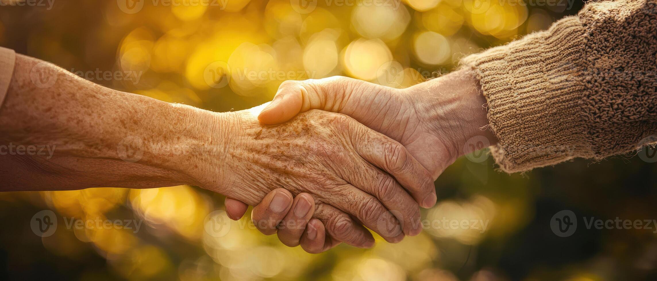 Senior executive shaking hands with community representative, showcasing commitment to social responsibility and collaboration photo
