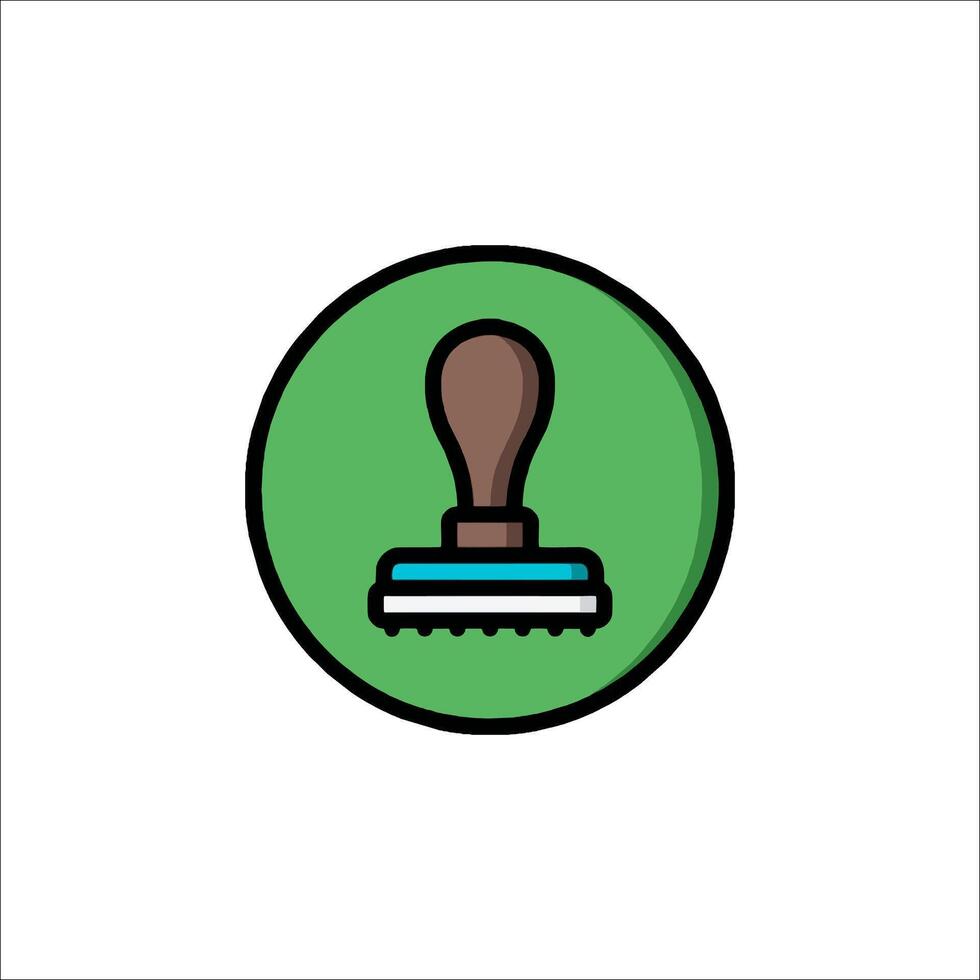 A stamp on a green circle with a blue handle vector
