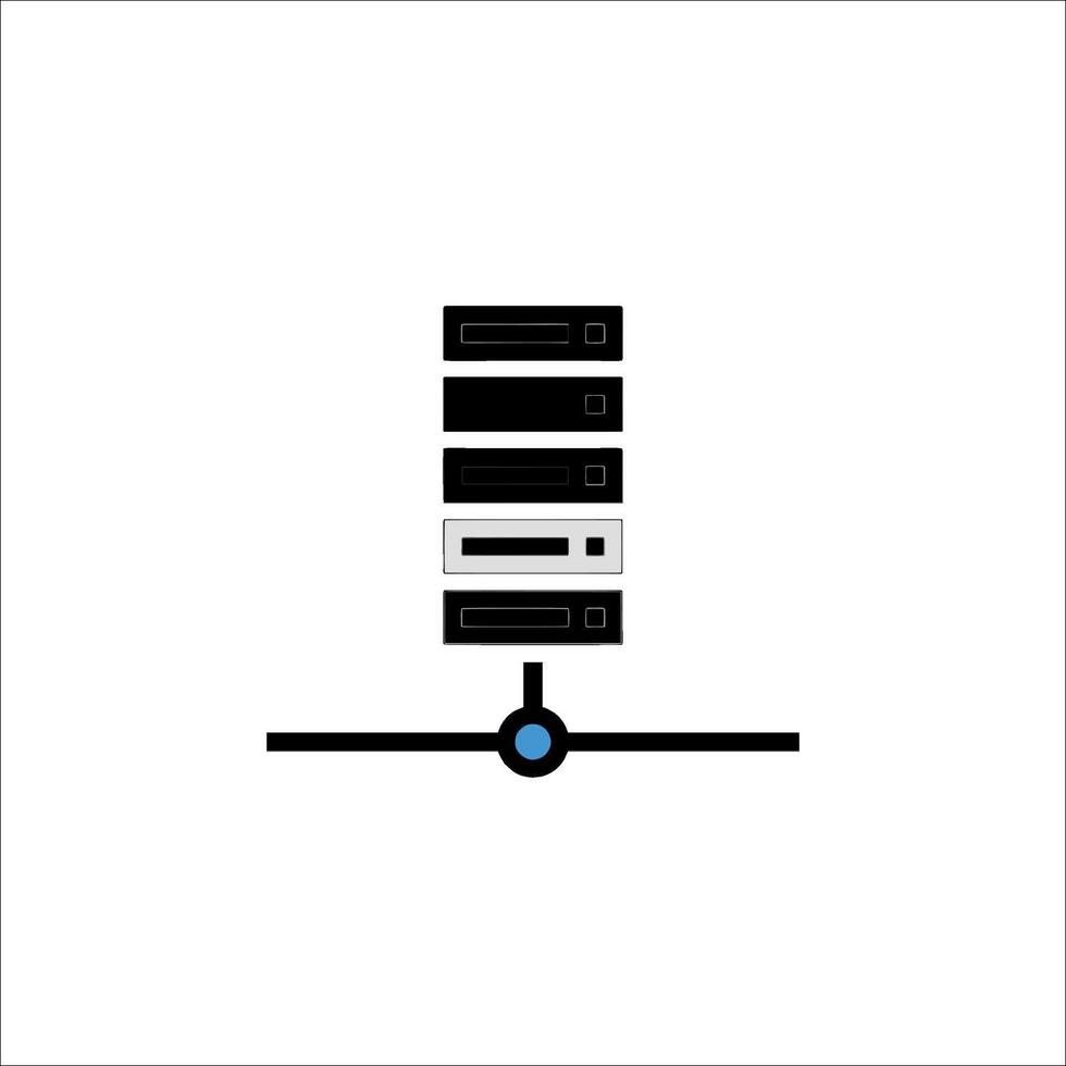 A black and white illustration of a server vector