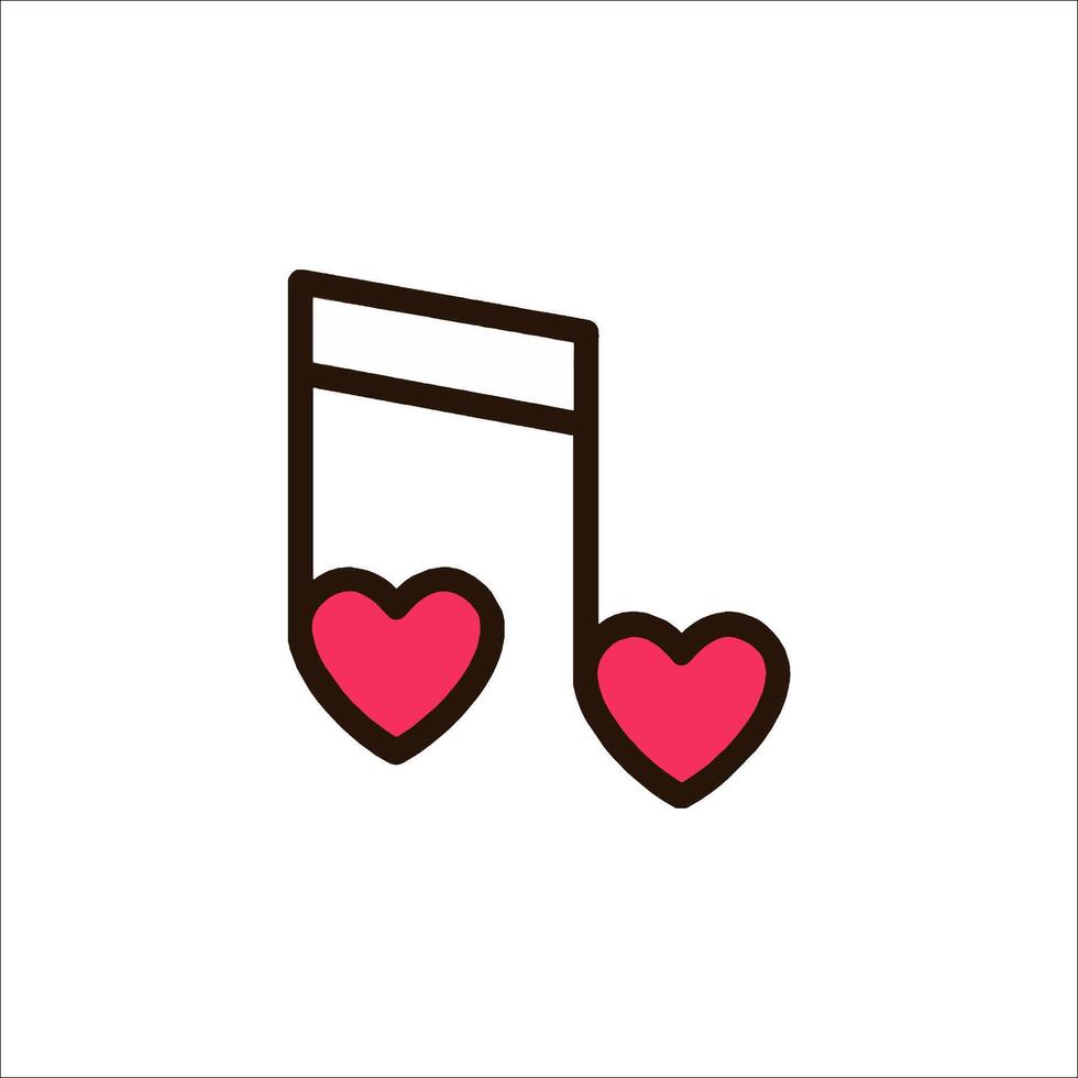 A musical note with two hearts on it vector