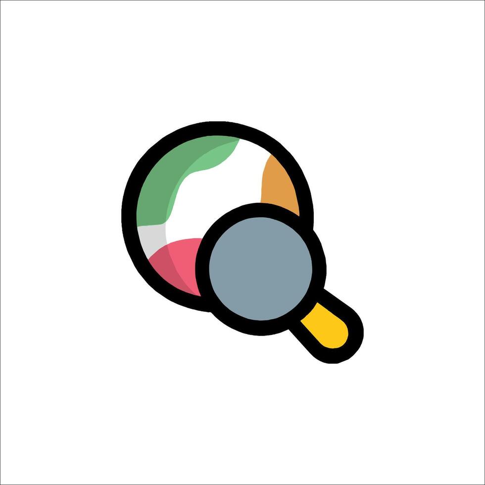 A magnifying glass icon with a colorful flag vector