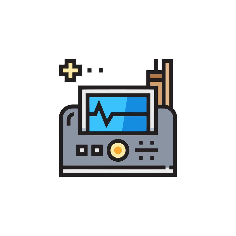 An icon of a medical device with a heartbeat monitor vector