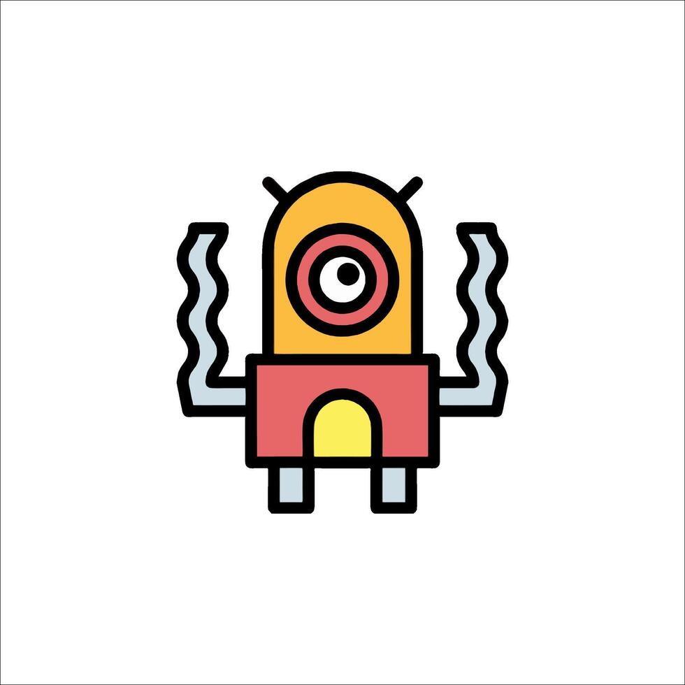 A cartoon robot with a yellow and orange face vector