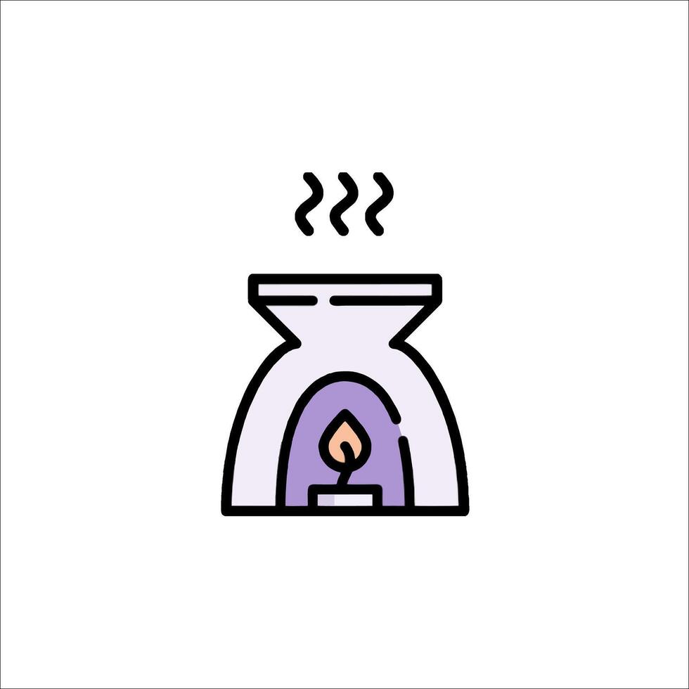 A small icon of a hot water heater with a flame vector