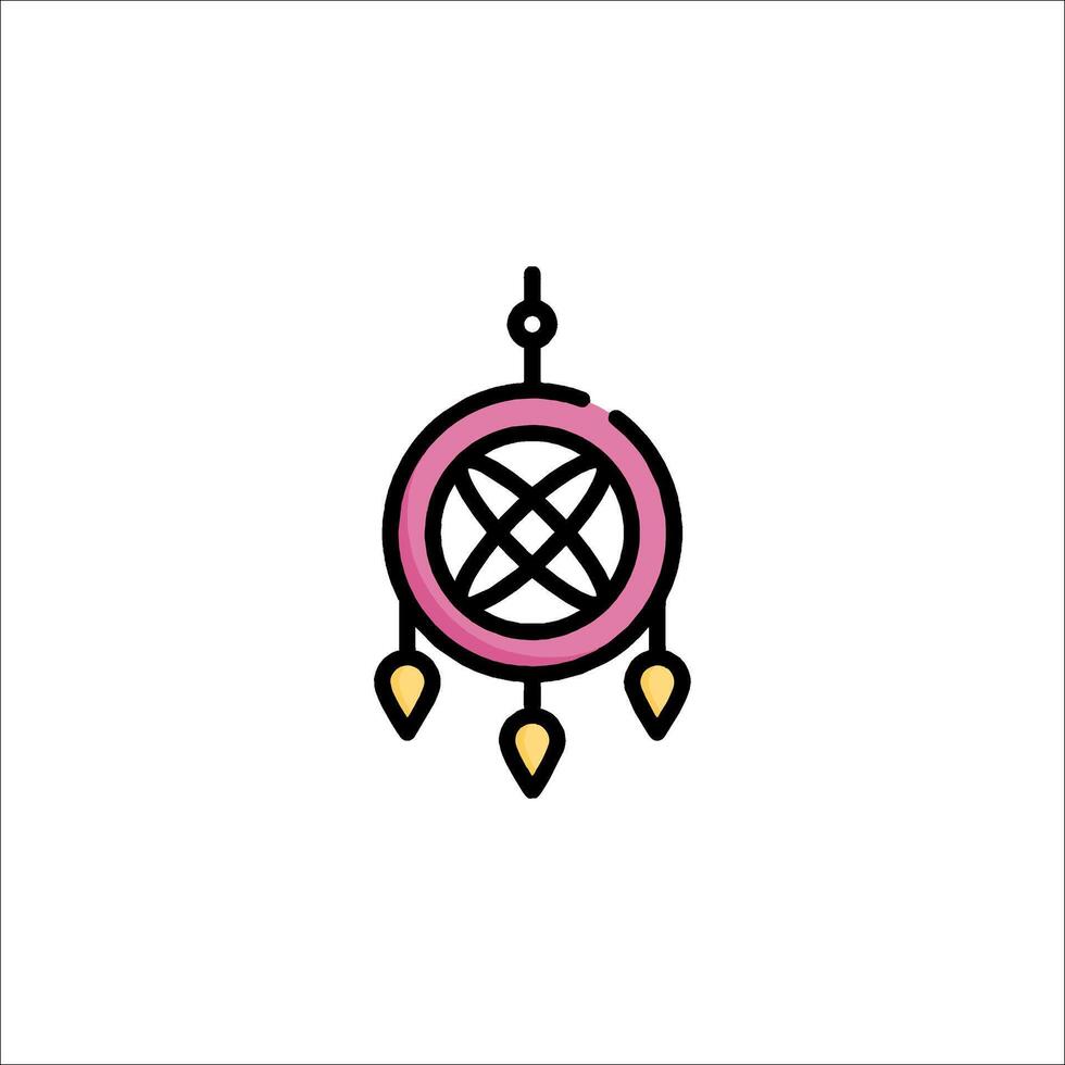 A pink and yellow dream catcher with a pentagram on it vector