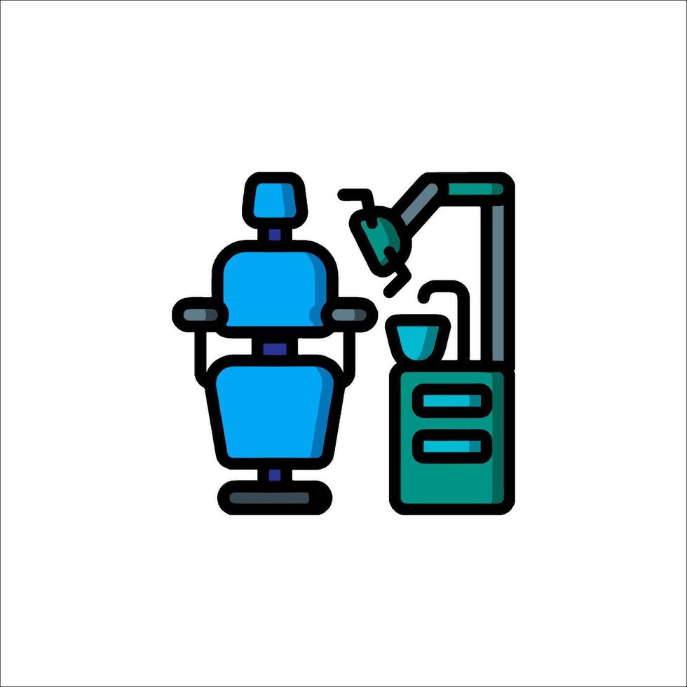 A blue and green icon of a chair and a machine vector