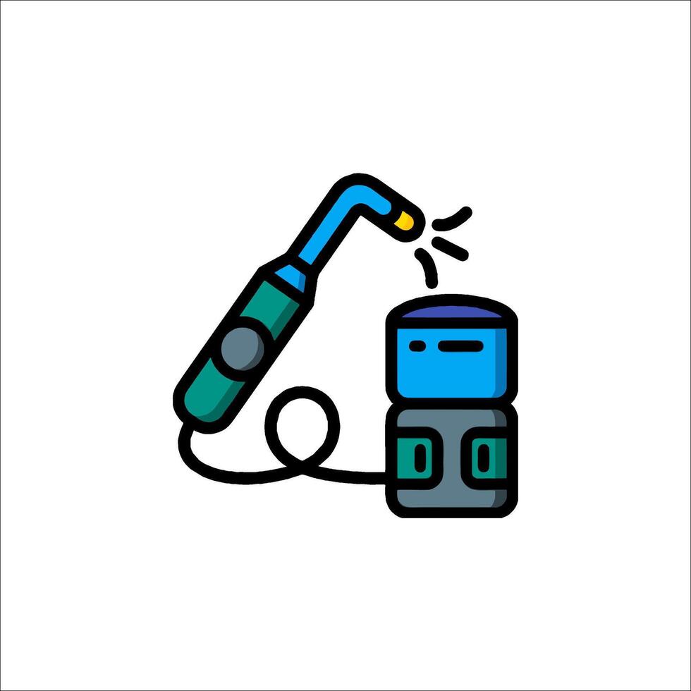 A blue and green electric drill with a cord vector