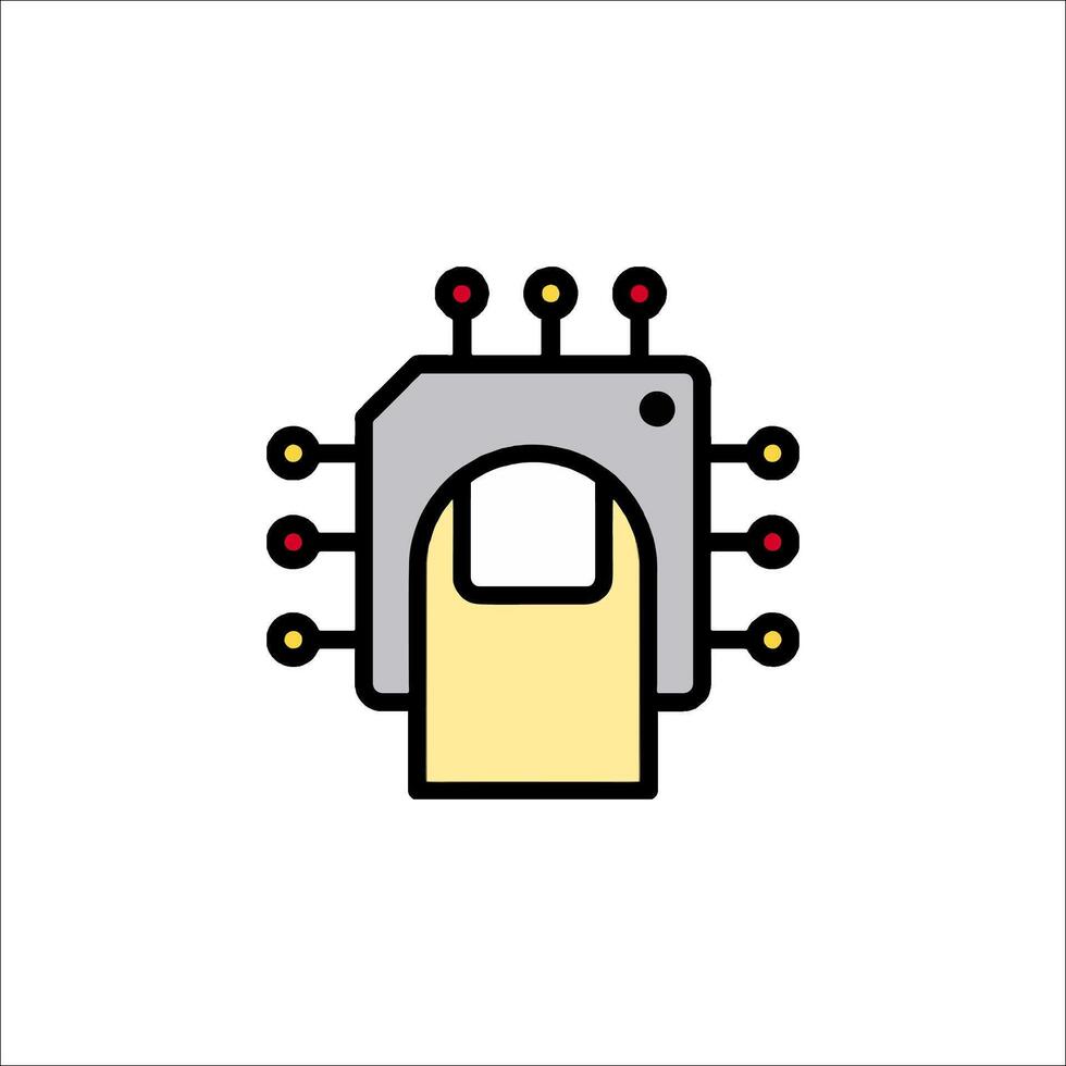A computer chip with a yellow and black outline vector