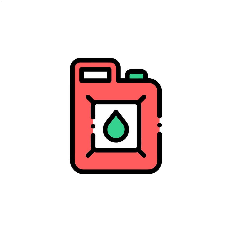 A red gas can with a green drop icon vector