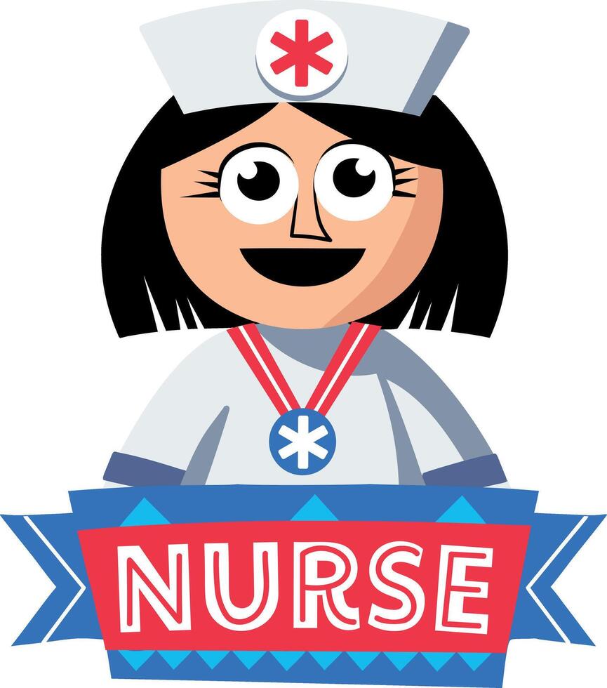 A flat sticker of nurse character vector