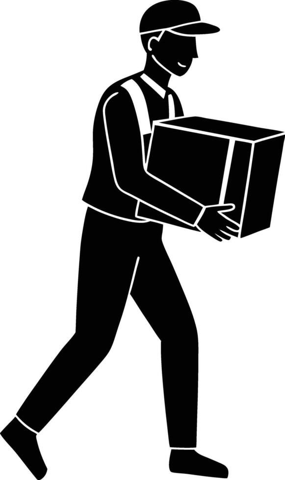 Delivery Man Carrying Package for Reliable Logistics Solutions vector