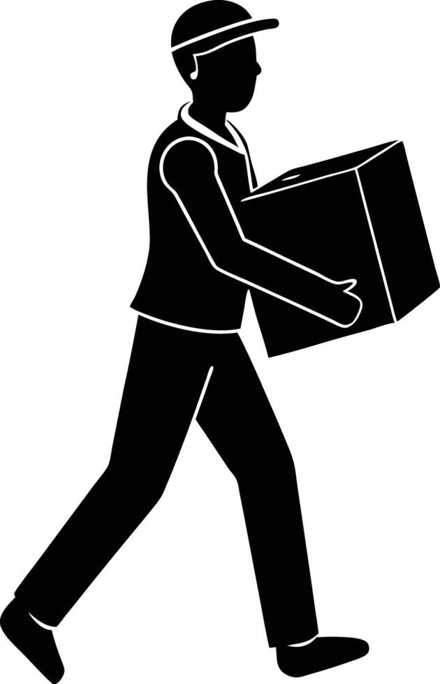 Delivery Man Carrying Package in Motion for Express Shipping vector