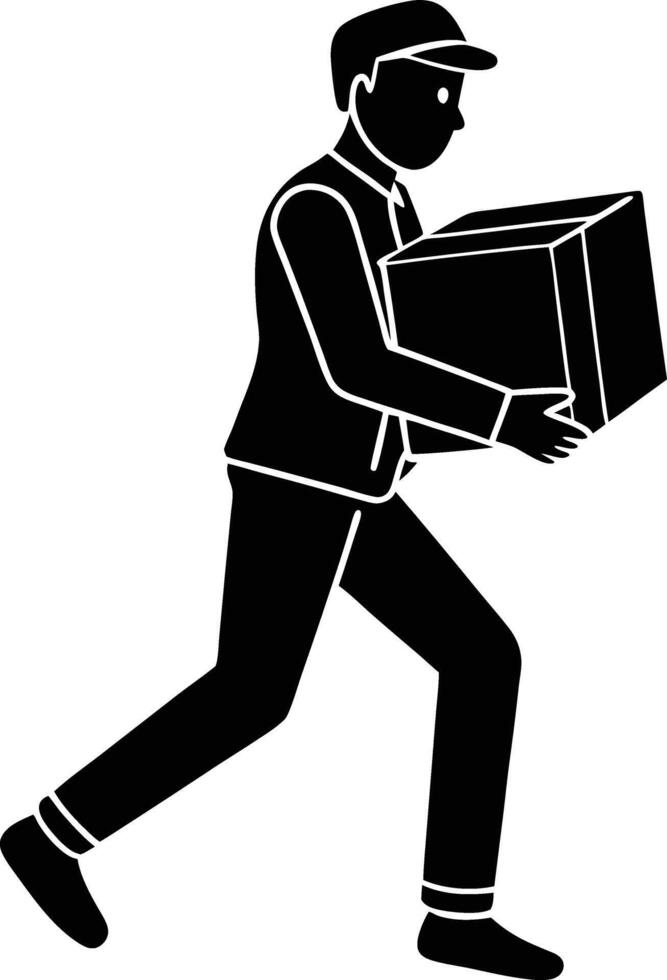 Reliable Delivery Man Carrying Package for E-commerce Themes vector