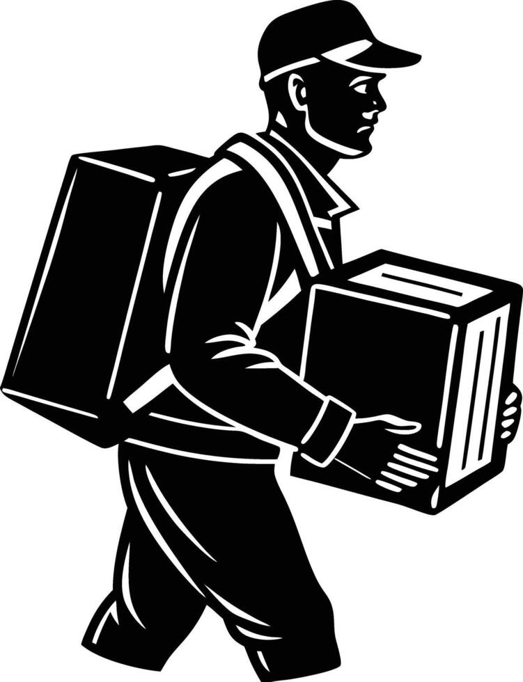 Professional Look of a Delivery Man Carrying Package in Business vector