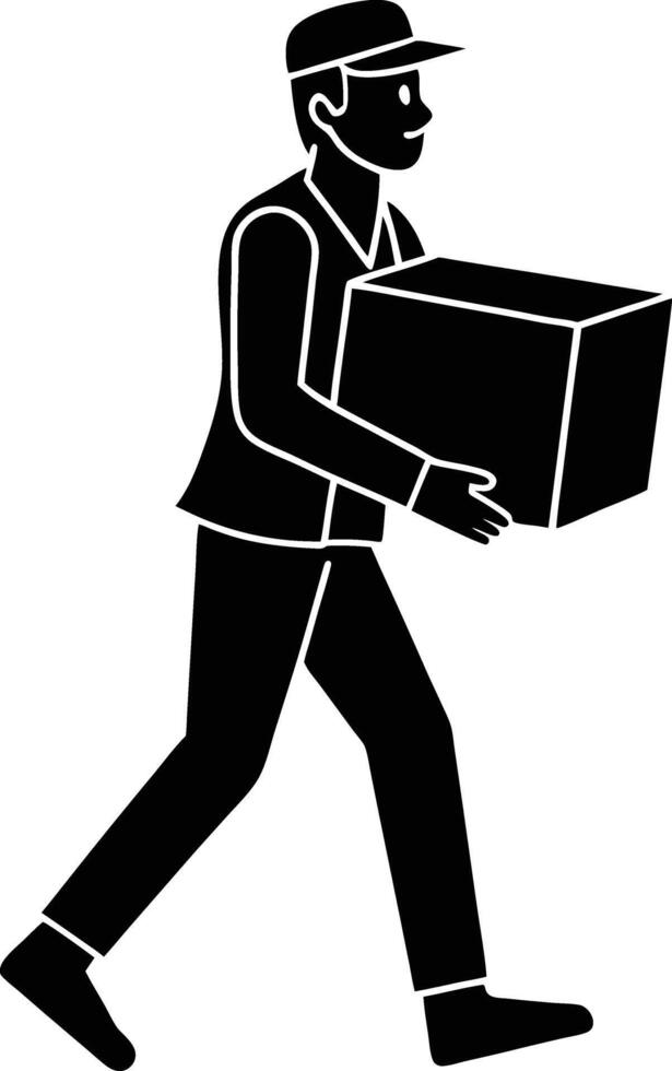Essential Delivery Man Carrying Package for Courier Branding vector