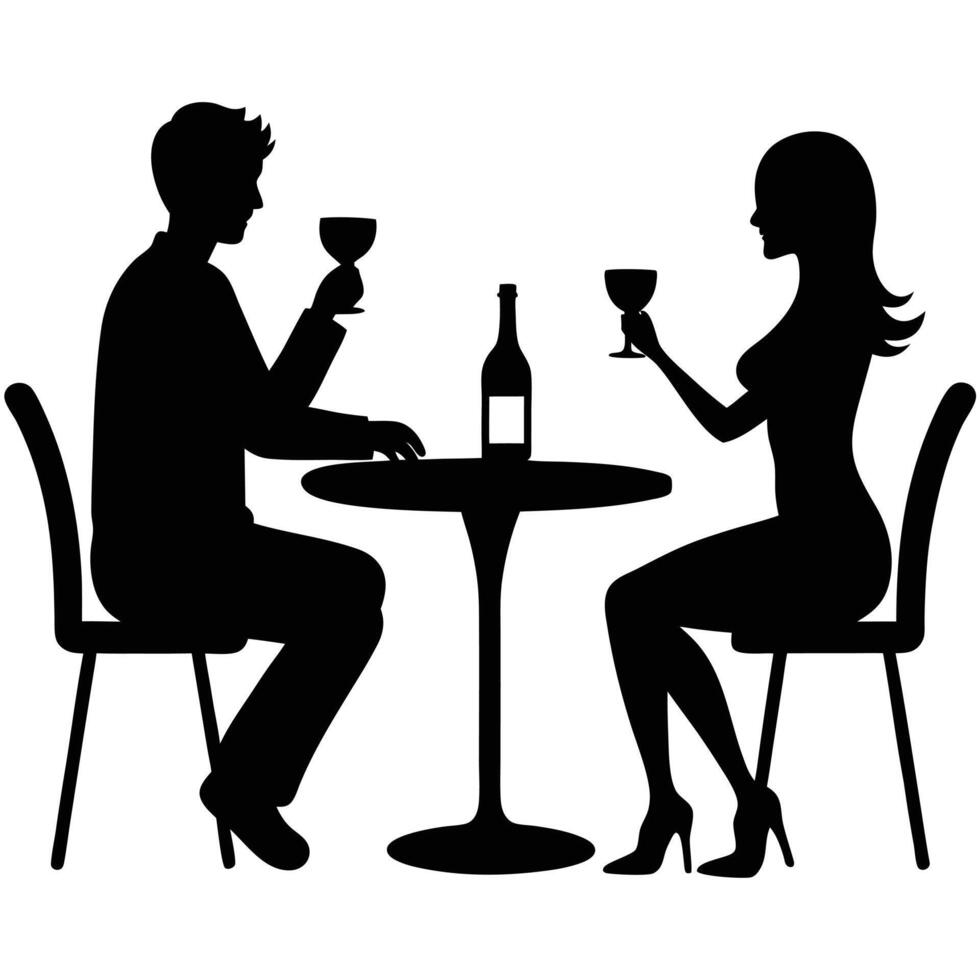 Friendly Hangout of a Young Man and Woman Over a Cup of Coffee vector