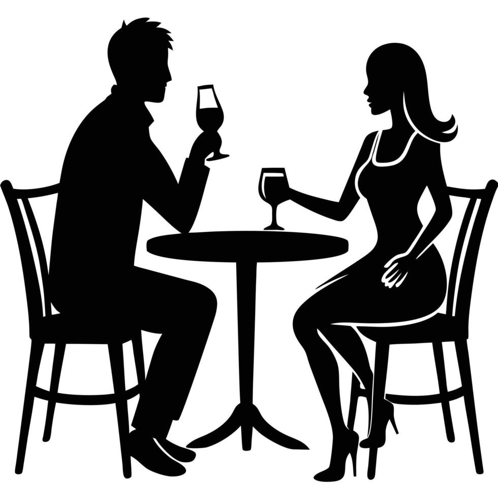 Peaceful Moment of Two Young People Drinking and Chatting vector
