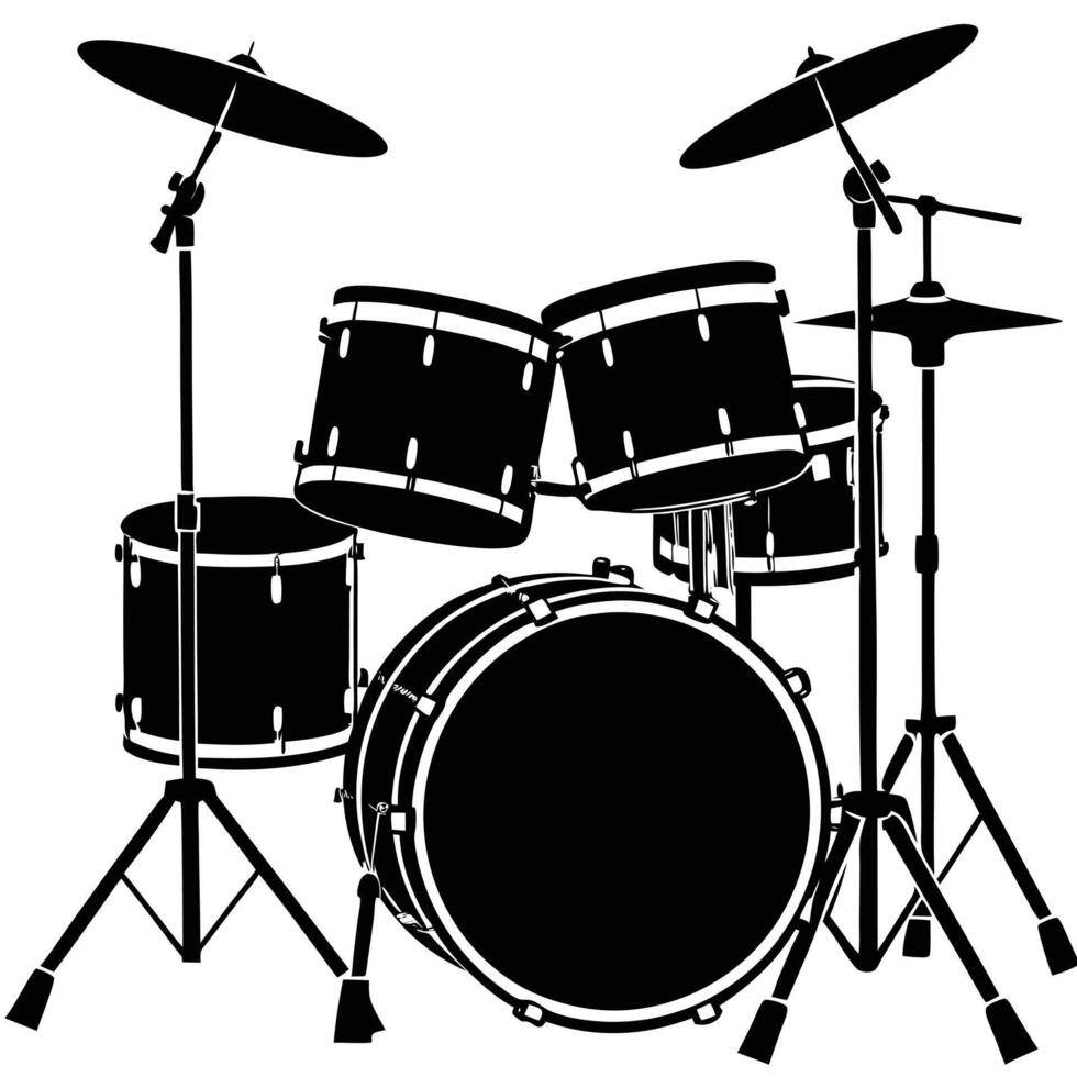 Classic Drum Silhouette for Musicians and Bands vector