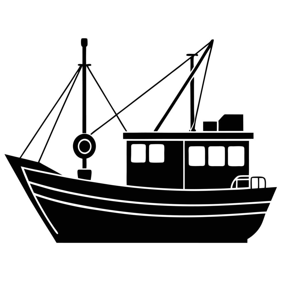 Simple Yet Elegant Fishing Boat Silhouette for Creative Use vector
