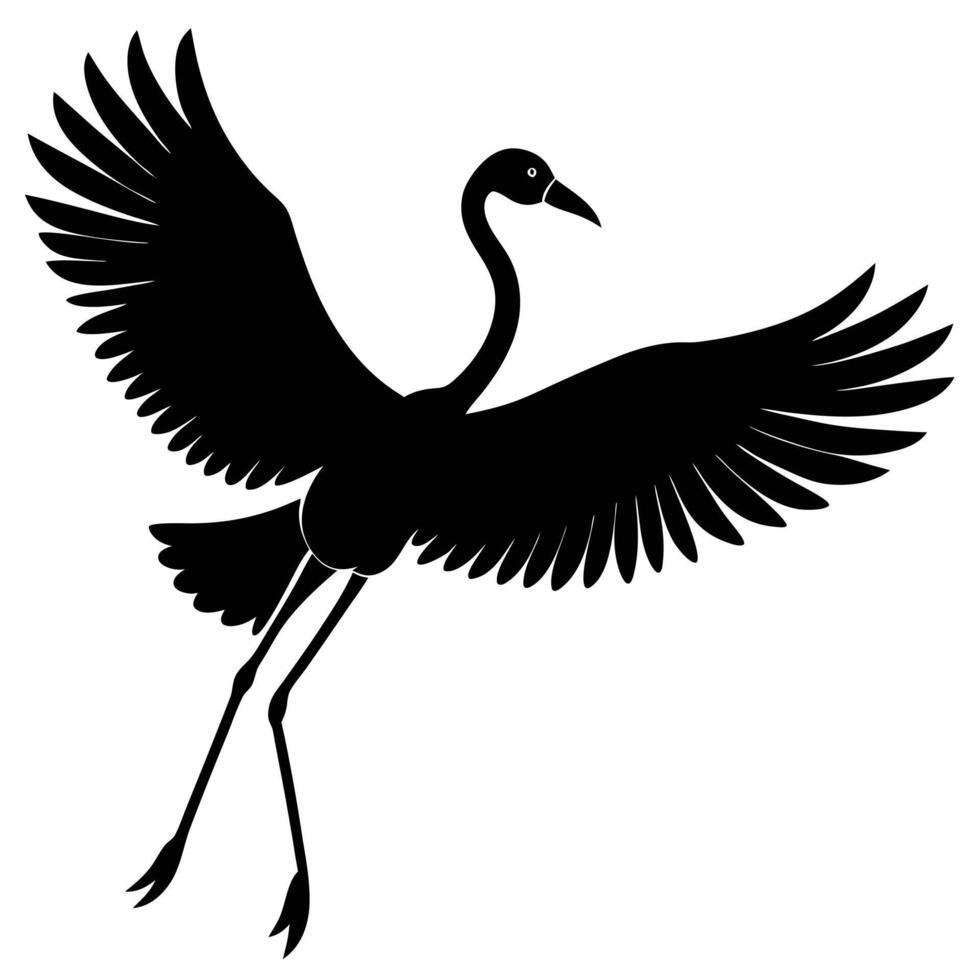 Flamingo Soaring Silhouette for Exotic and Wildlife Designs vector