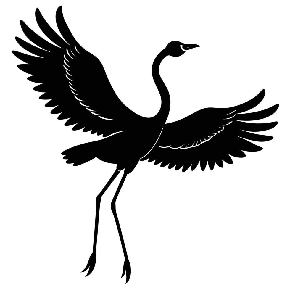 Peaceful Flamingo Flying Silhouette for Serene and Aesthetic Art vector