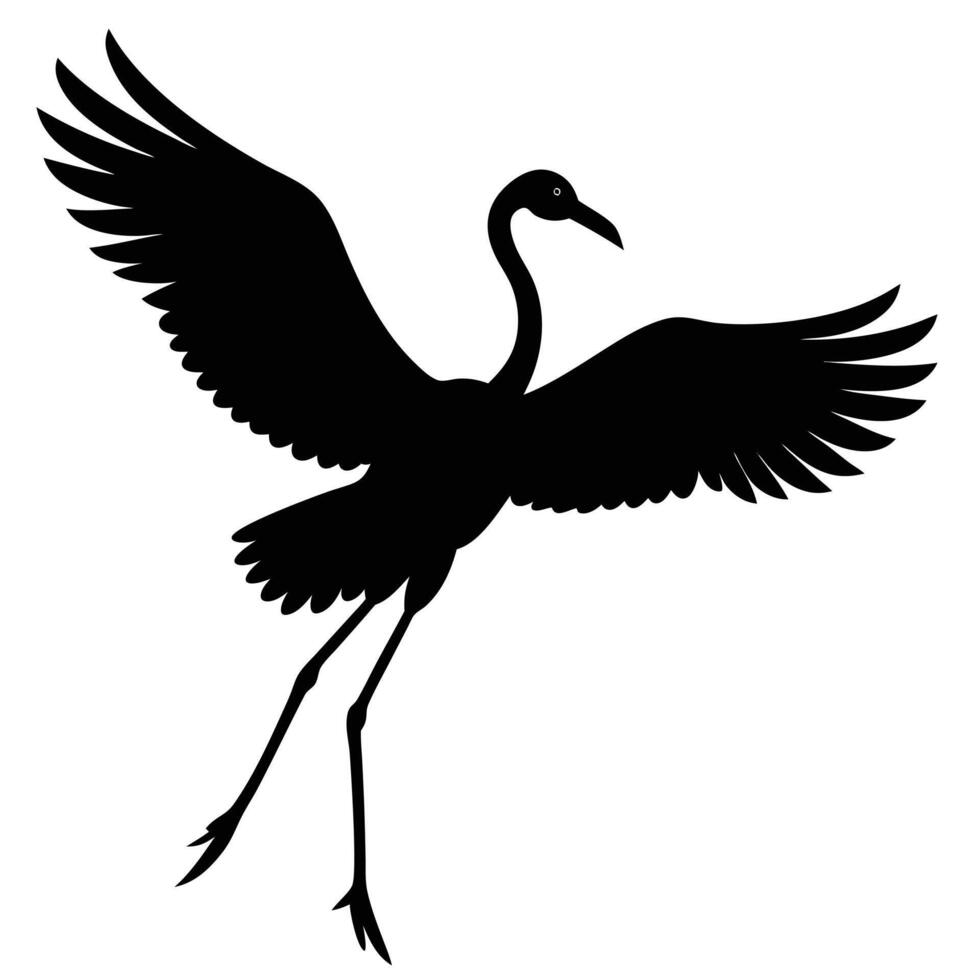 Elegant Flamingo in Flight Silhouette for Artistic Designs vector