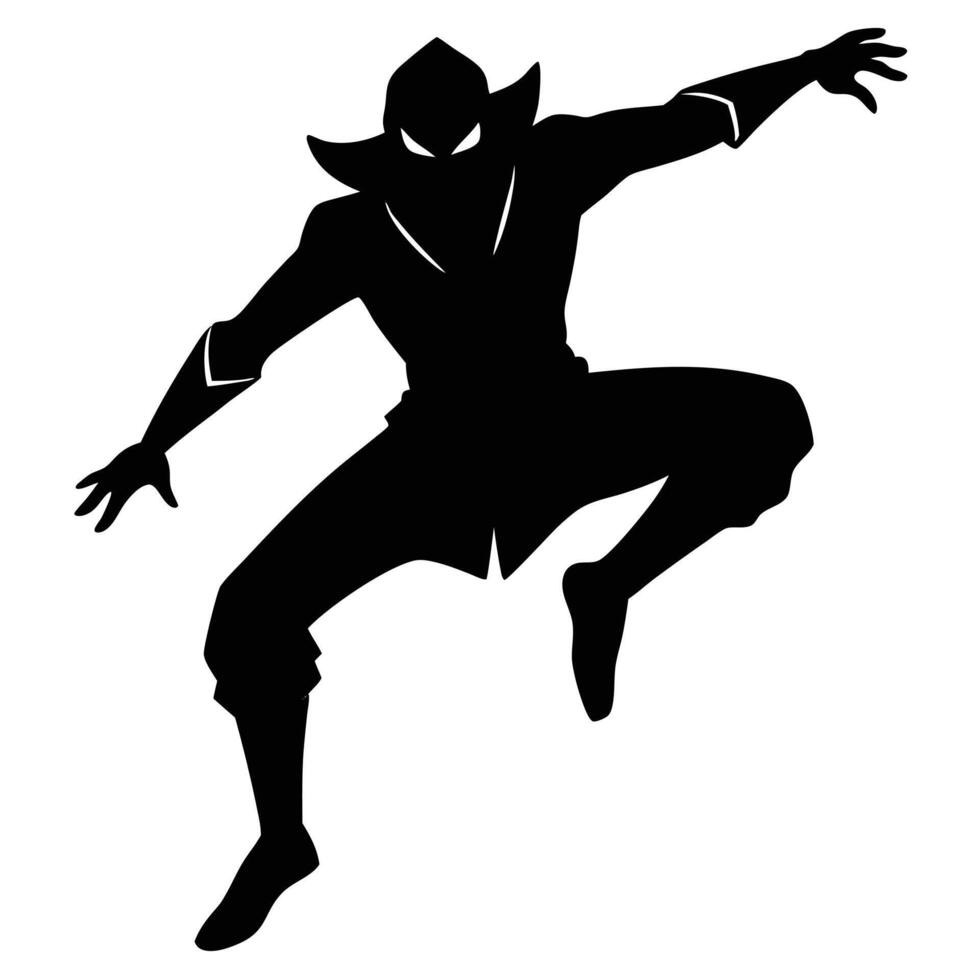 Black and White Ninja Shadow Jumping Silhouette for Minimalist Art vector