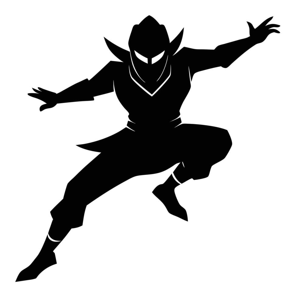 Fearless Ninja Shadow Jumping Silhouette for Tattoo Artists vector