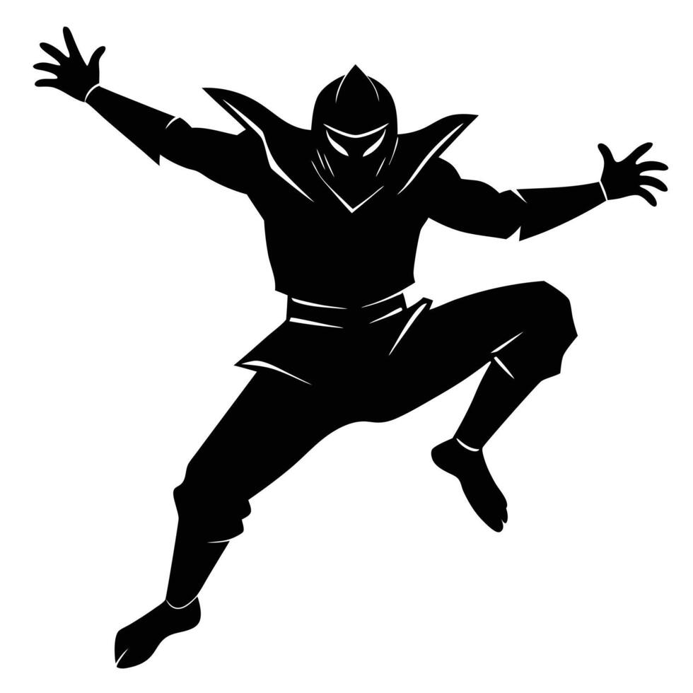 Artistic Ninja Warrior Jumping Silhouette for Graphic Designers vector