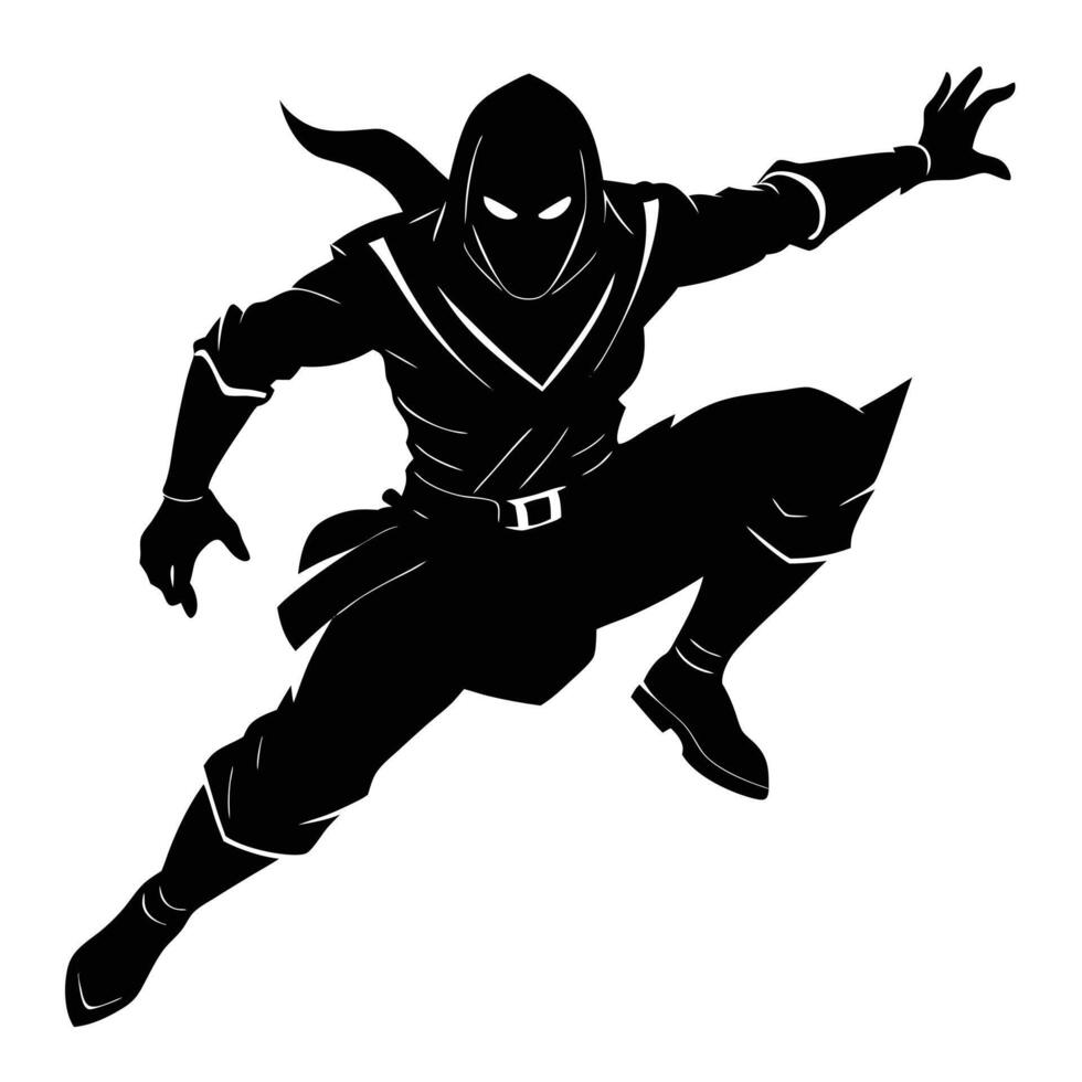 Fast and Agile Ninja Jumping Silhouette for Illustration vector