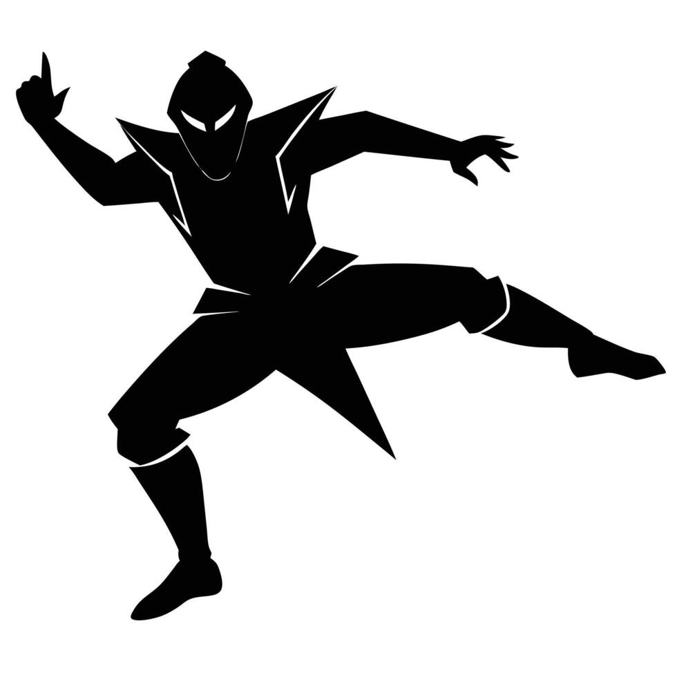 Black Shadow Ninja Jumping Silhouette for Designers vector