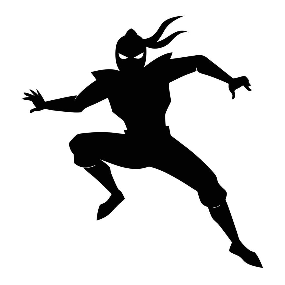 Epic Ninja Warrior Jumping Silhouette for Action Themes vector