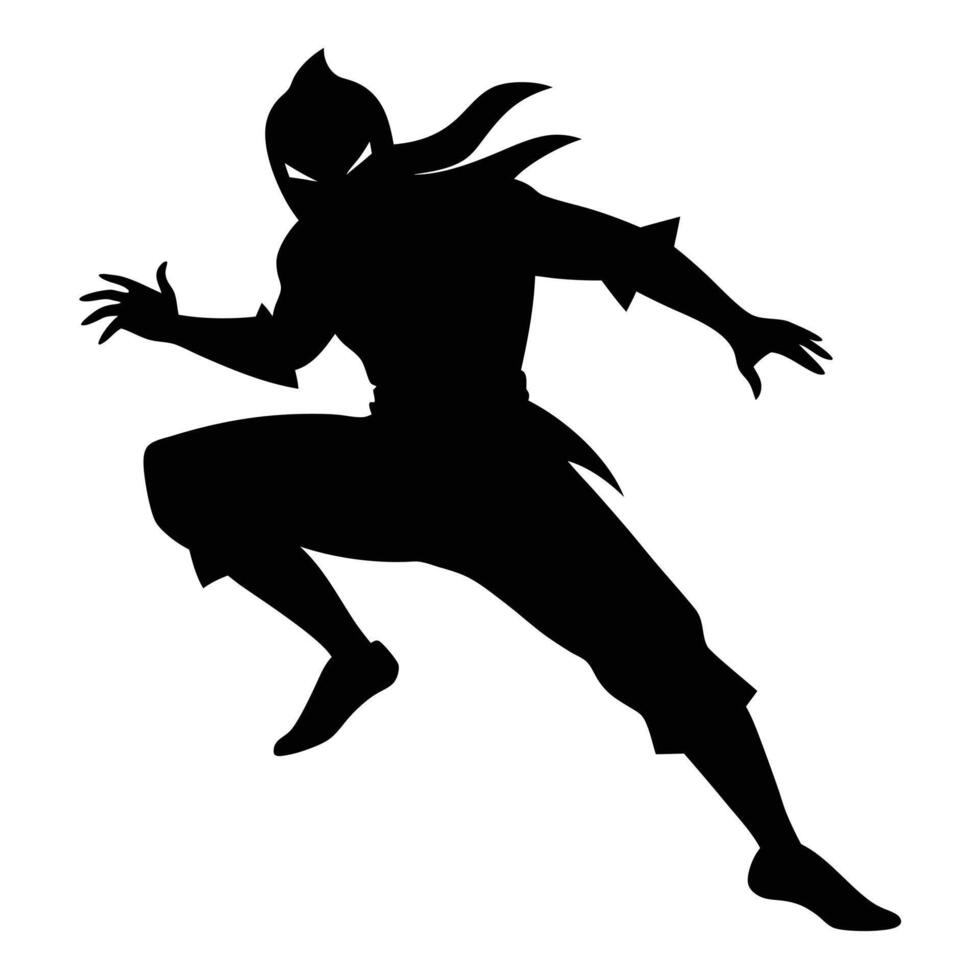 Stylish and Intense Shadow Ninja Jumping Silhouette vector