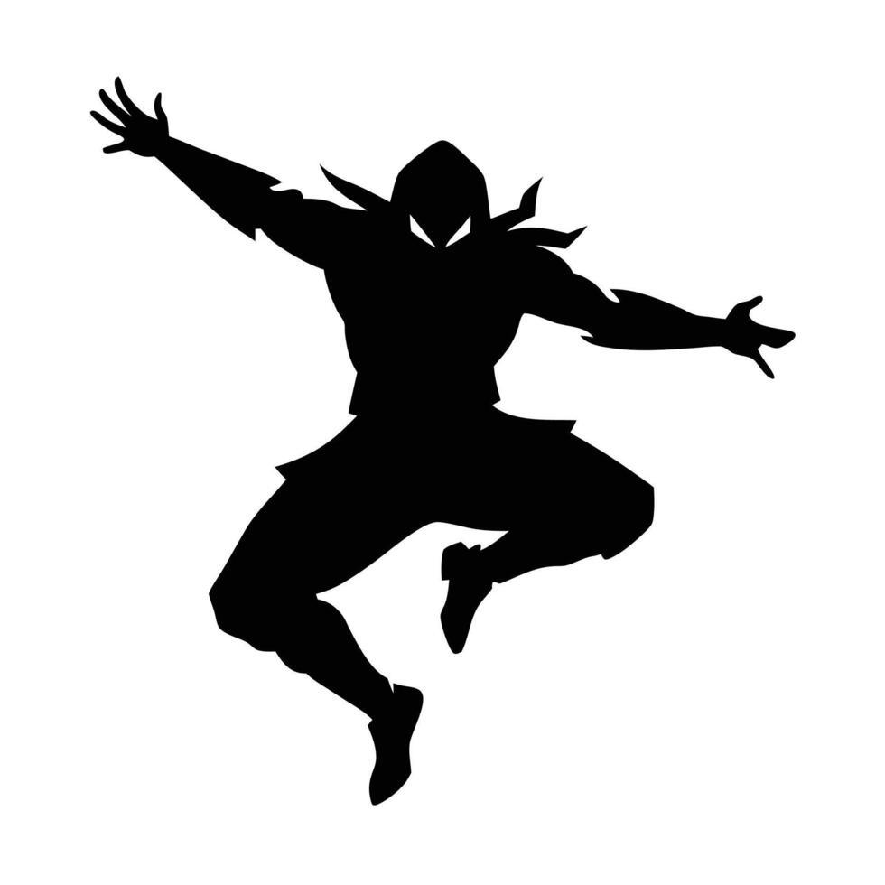 Rooftop Warrior Ninja Jumping Silhouette for Samurai-Inspired Art vector